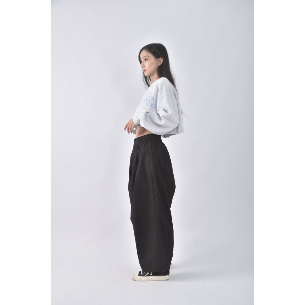 (S) 六和四季高腰棉質純棉黑色長褲二手衣, , large