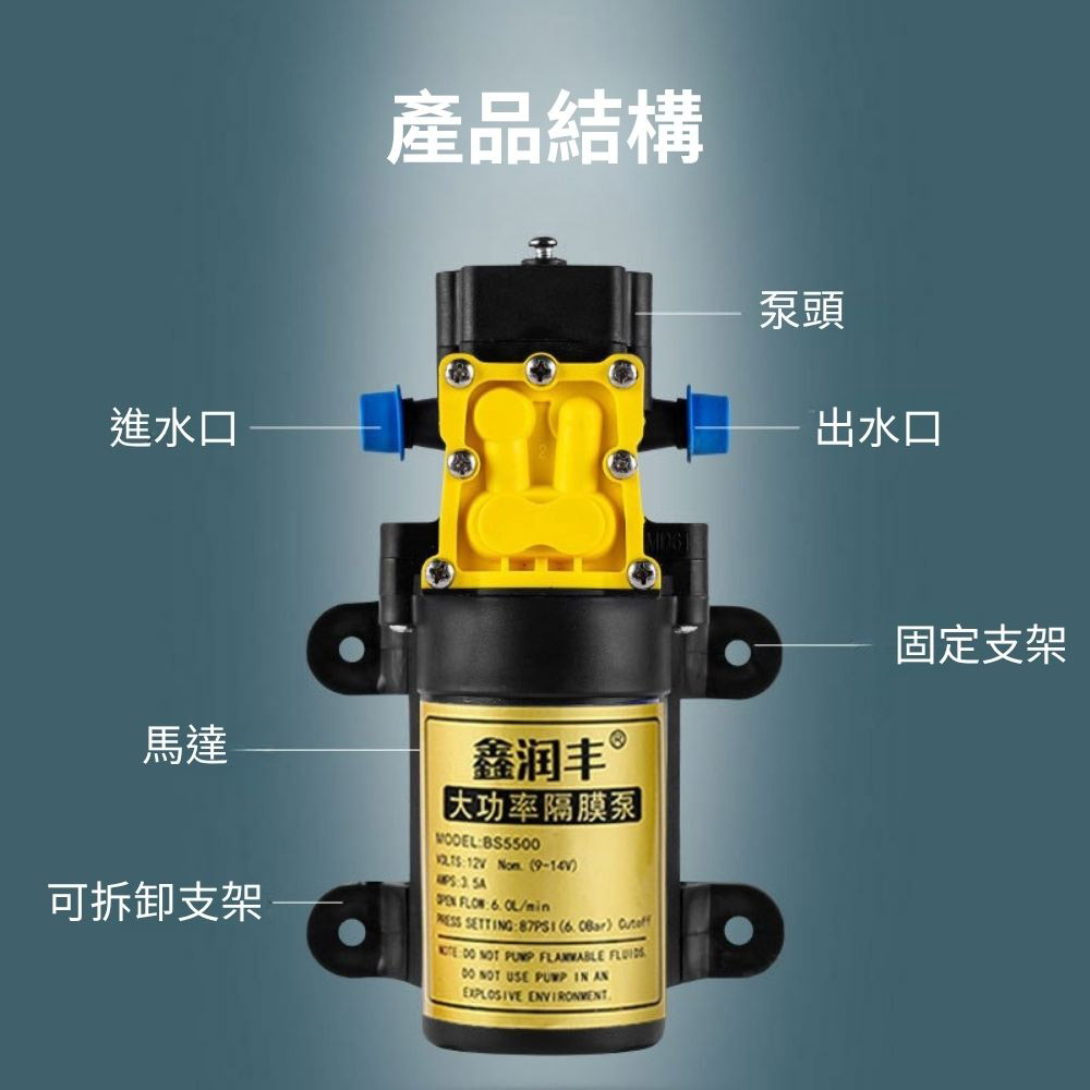 Electric sprayer motor pump / 12V-6L/min high-pressure intelligent water pump, , large