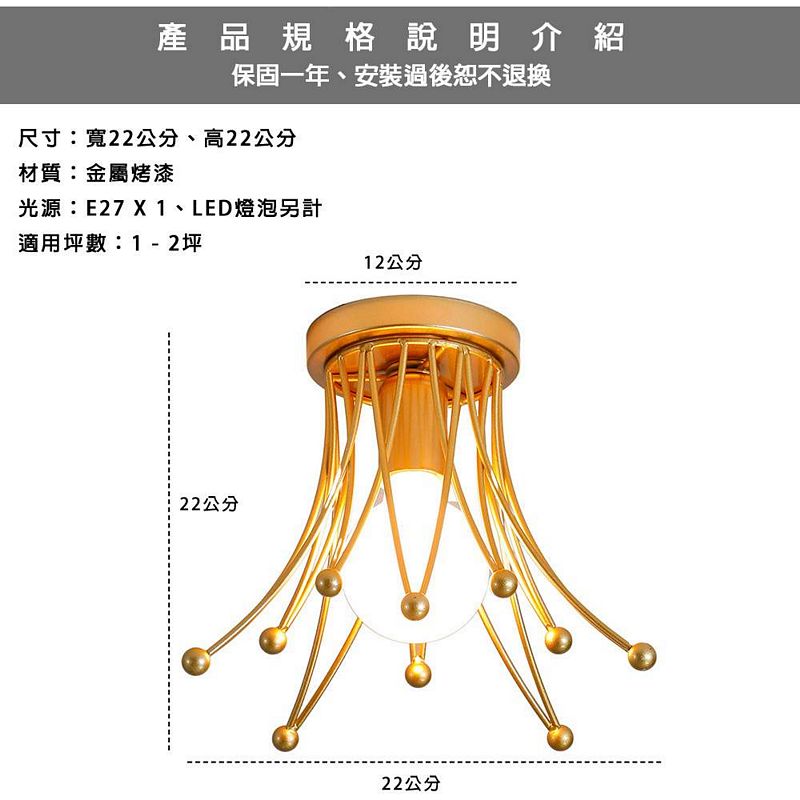 [Honey Comb]北歐簡約皇冠單吸頂玄關燈(KC2163), , large