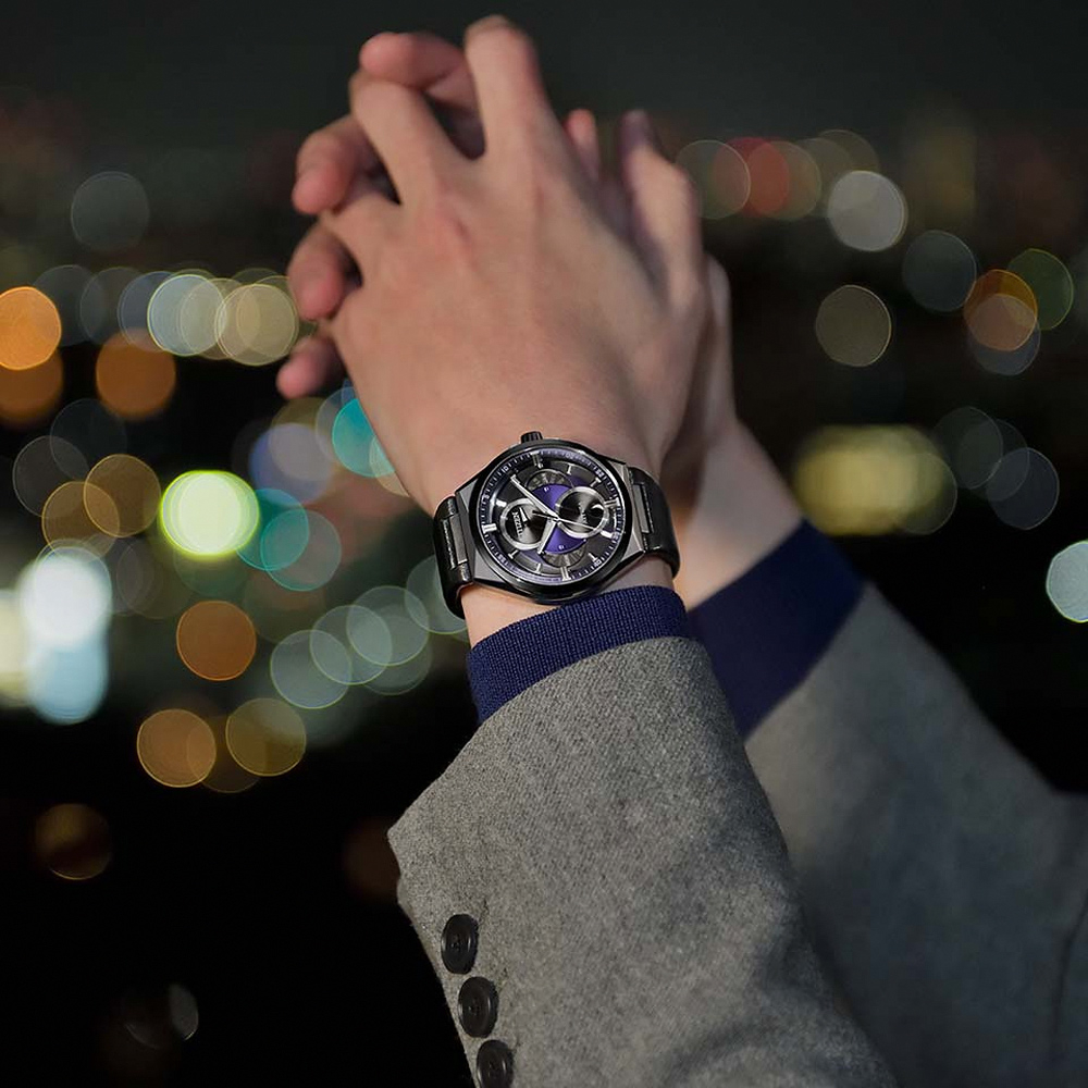 CITIZEN 星辰 鈦金屬 光動能三重日曆月相手錶-紫/42mm BU0066-11W, , large