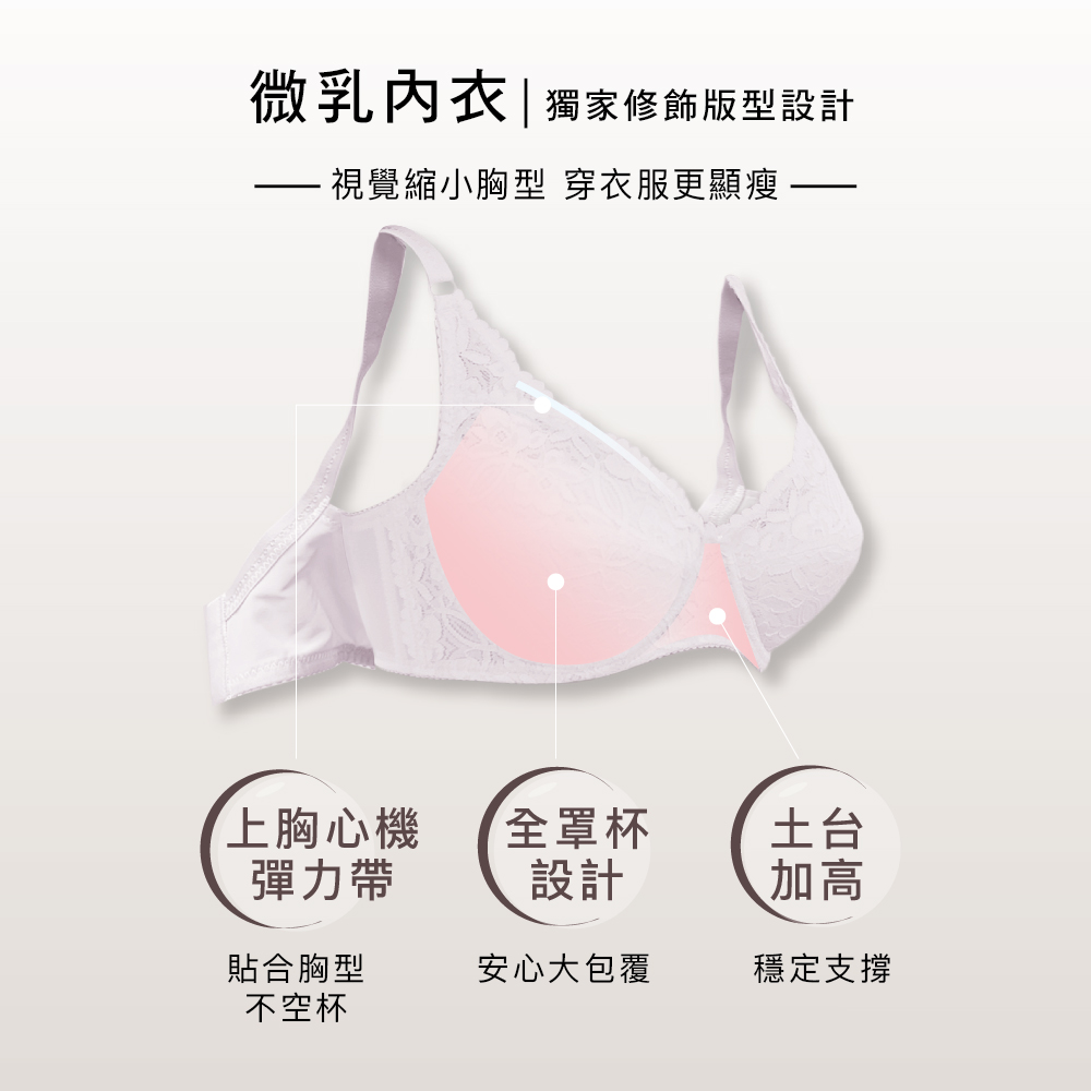 【可蘭霓Clany】舒活女人蕾絲包覆CD內衣(低調灰 6671-61), , large