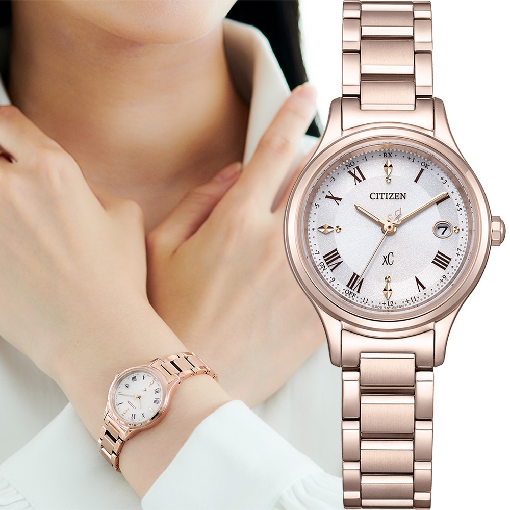 CITIZEN 星辰 XC 輕奢光 光動能鈦金屬電波女錶 送禮推薦-27mm ES9497-96A, , large