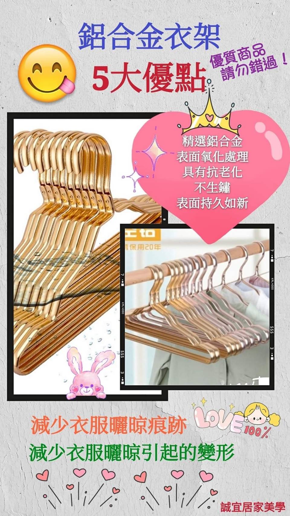 【誠宜居家】(金色-極輕鋁合金製曬衣架-10入/組) 防水耐重鋁合金衣架  高質感鋁合金防鏽防滑衣架, , large