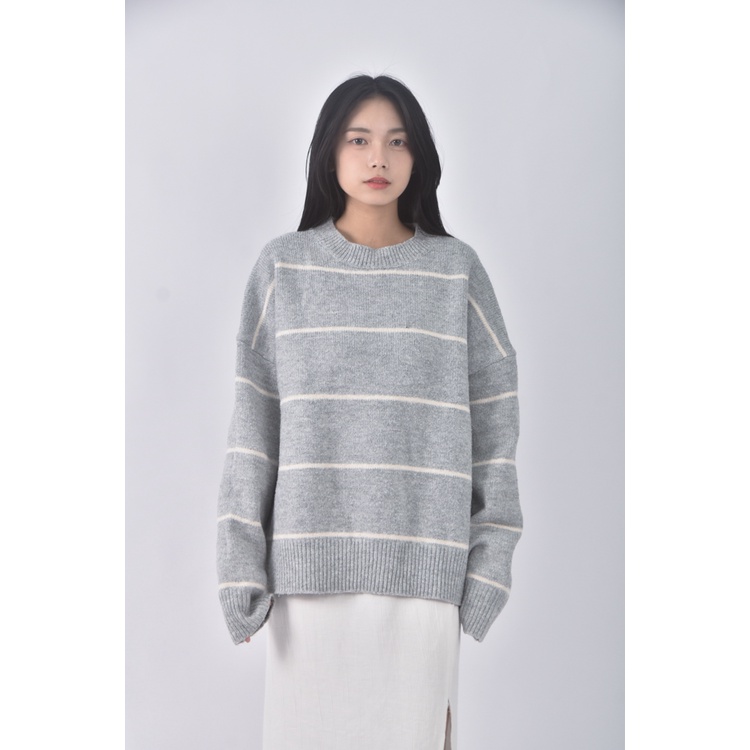 (2XL) genji條紋灰色長袖上衣二手衣, , large