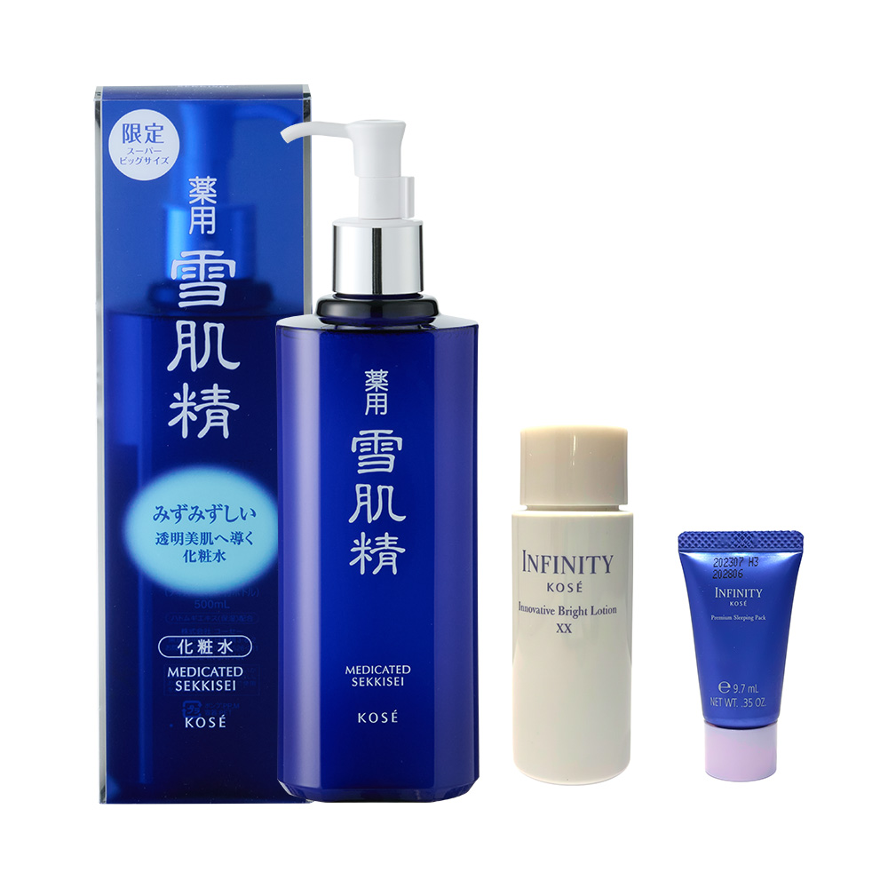 【KOSE高絲】雪肌精化妝水500ml 加贈 無限肌緻珍白煥光瞬透精華10ml+晚安修護面膜10g 公司貨