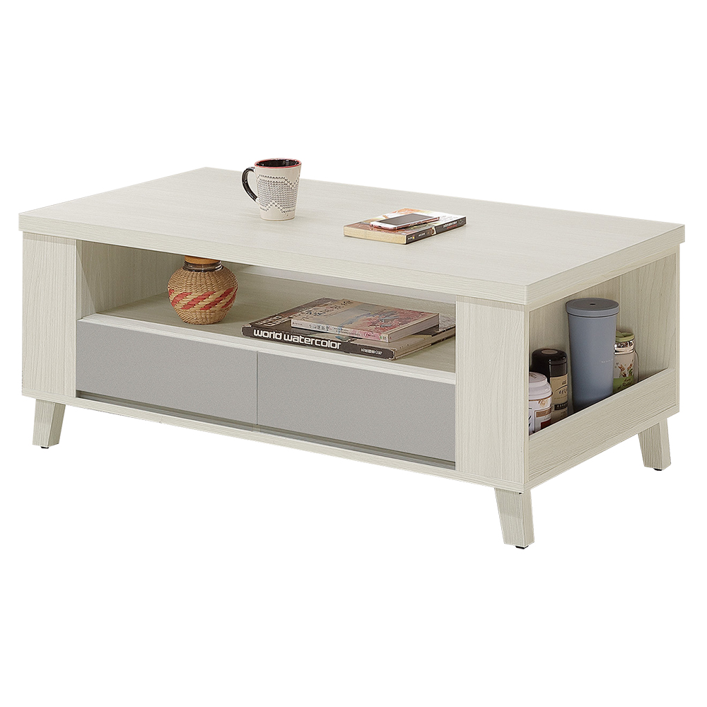 【Hampton 漢汀堡】克洛伊白榆木雙色大茶几-雙面抽屜, , large