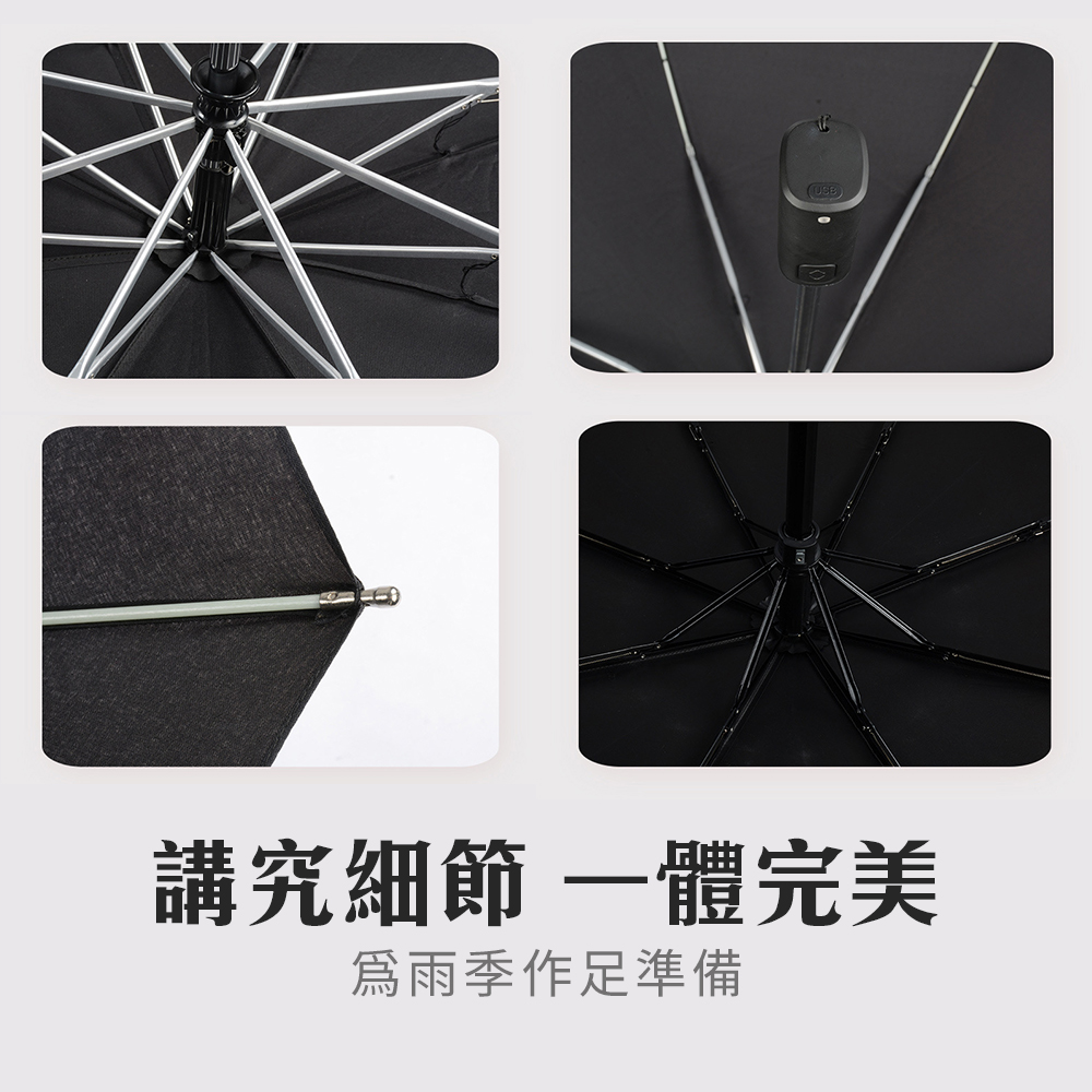 "3-Month Warranty" Fully Automatic Electric Umbrella &ndash; One-Touch Open & Close, 8-Rib Aluminum Alloy & Fiberglass, , large