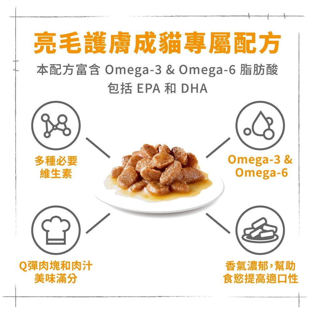 【拉拉寵物小舖】法國皇家 貓主食餐包 HS33W 亮毛貓主食濕糧 貓主食濕糧, , large
