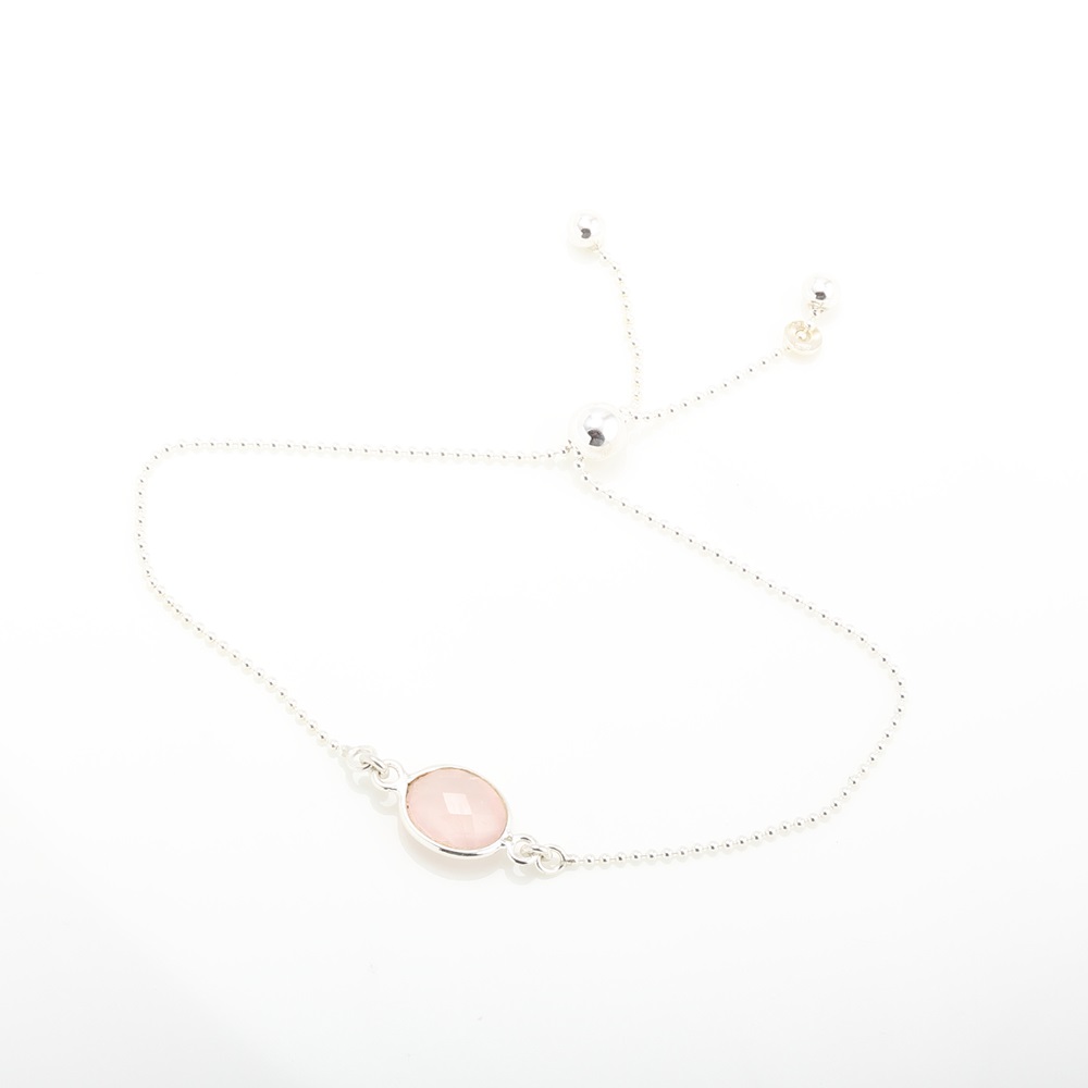 【Angel & Me】Oval Rose quartz crystal pink simple bracelet Valentine Day, , large