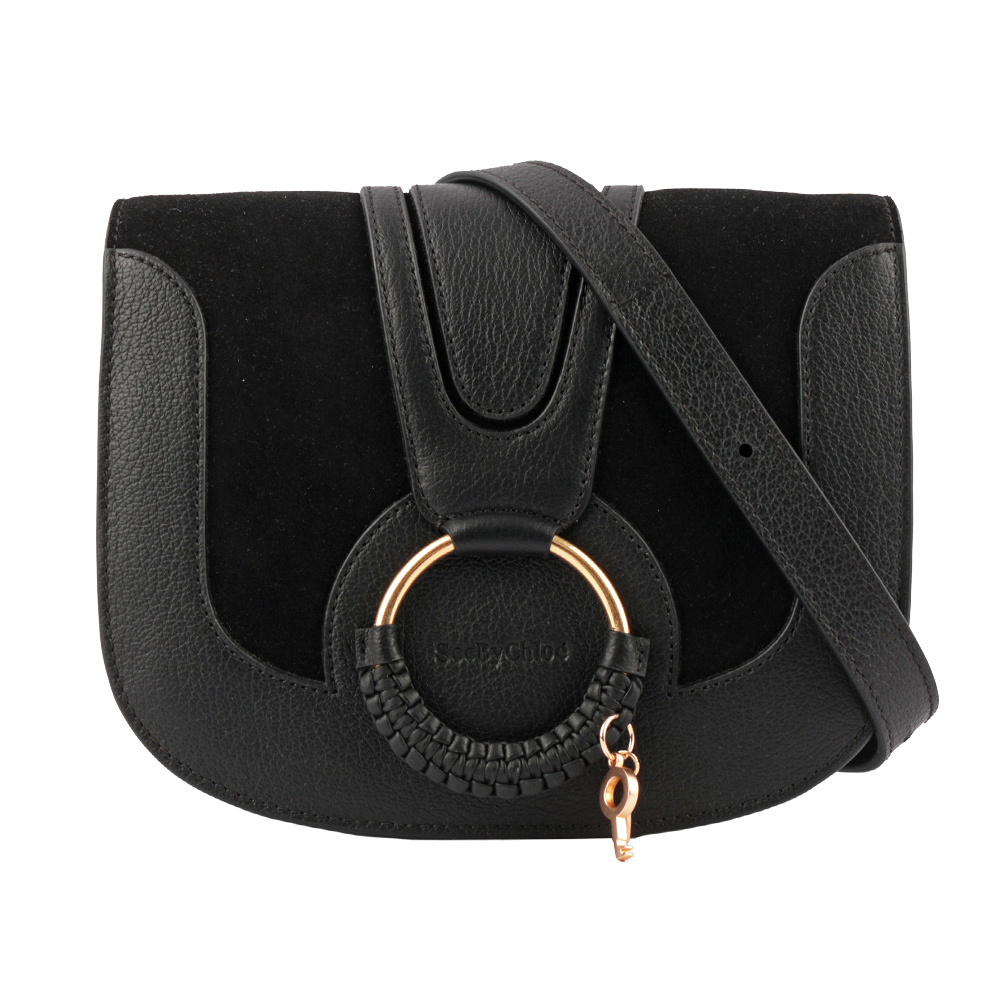 SEE BY CHLOE HANA bag 小型麂皮皮革斜背包/黑色