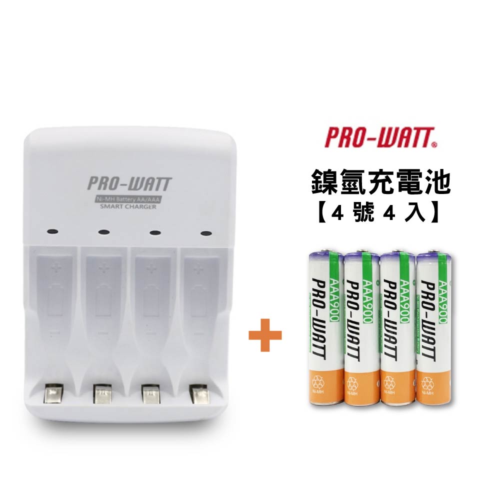 [寶旺旺]華志PRO-WATT 充電器+湯淺4號鎳氫電池(1.2V立即用)PW-L104-1236-9, , large