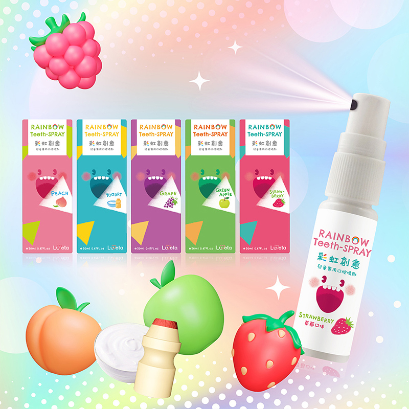 Luveta Newborn Baby Oral Cleansing Combo - Baby Toothbrush x 2 (Pink Blue & Pink) / Teeth Foam 50ml x 1 / Teeth Spray 20ml x 1, , large