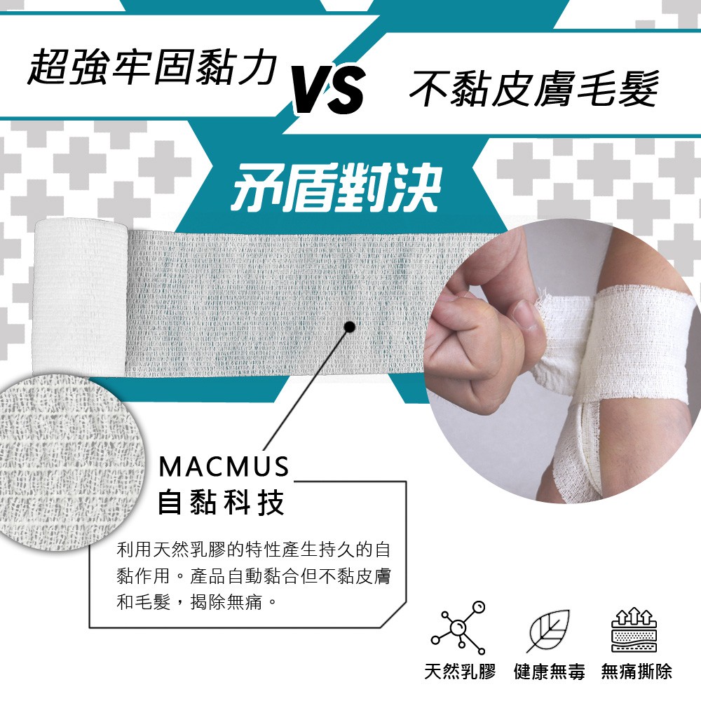 【MACMUS】運動繃帶｜運動膠帶｜自黏繃帶｜彈性繃帶｜運動健身彈力帶｜運動肌貼｜肌肉肌貼｜運動防護｜寵物包紮｜動物繃帶, , large