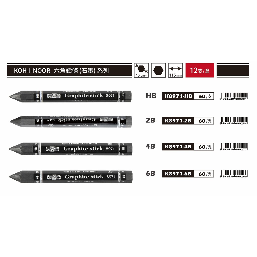 普思AP 【KOH-I-NOOR】六角鉛條(石墨) K8971-6B, , large