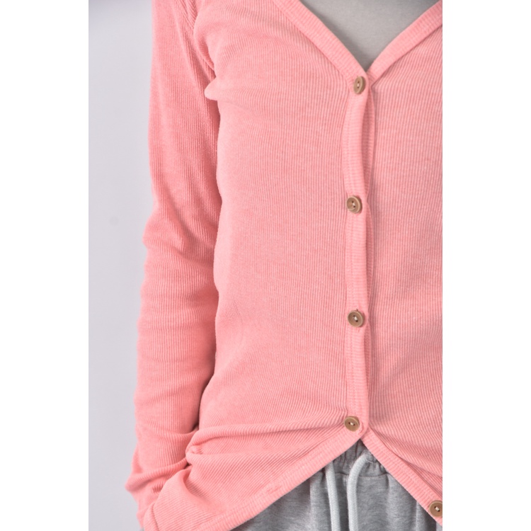 (S) 質感V領粉色外套二手衣, , large