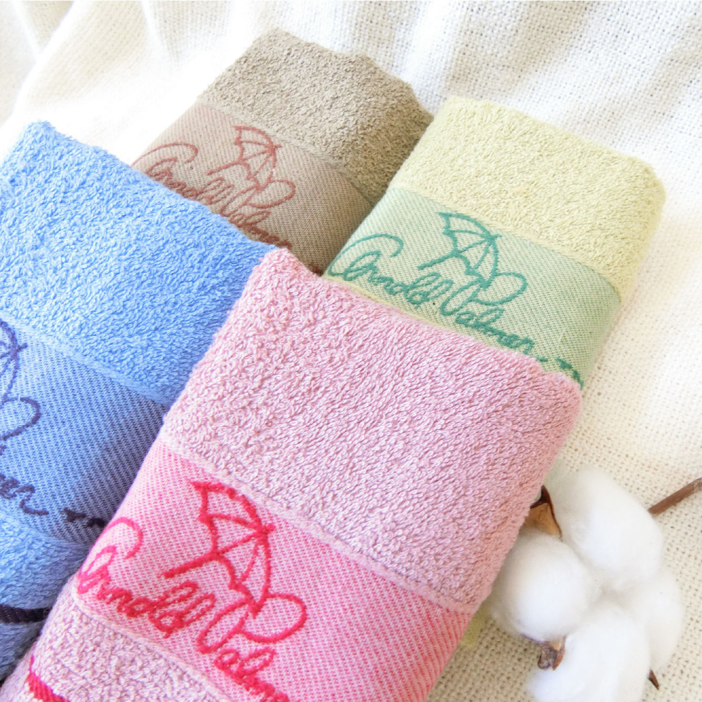 [Kaimei Cotton Industry] 4 in the group, random and excellent, MIT made in Taiwan, 28 taels of thick umbrella brand, jacquard simple LOGO adult towel/towel, home classic 4 colors, , large