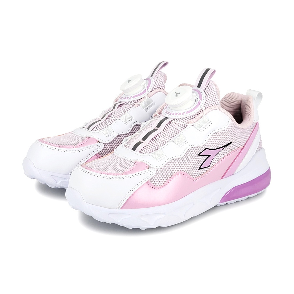 DIADORA迪亞多那 酷炫閃燈兒童跑鞋 童運動鞋 童鞋 時尚 閃亮 炫光 寬楦 康特杯 健康鞋墊 止滑 黑 藍 粉 紫, 粉,20, large