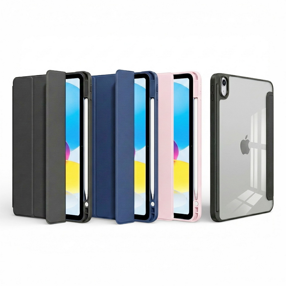[SQ160 Tri-Fold Crystal Clear Back Panel] Apple iPad A16 (11th Gen) 11-inch Tablet Case (Compatible with iPad 10th Gen 10.9-inch) (Built-in Pencil Holder), , large