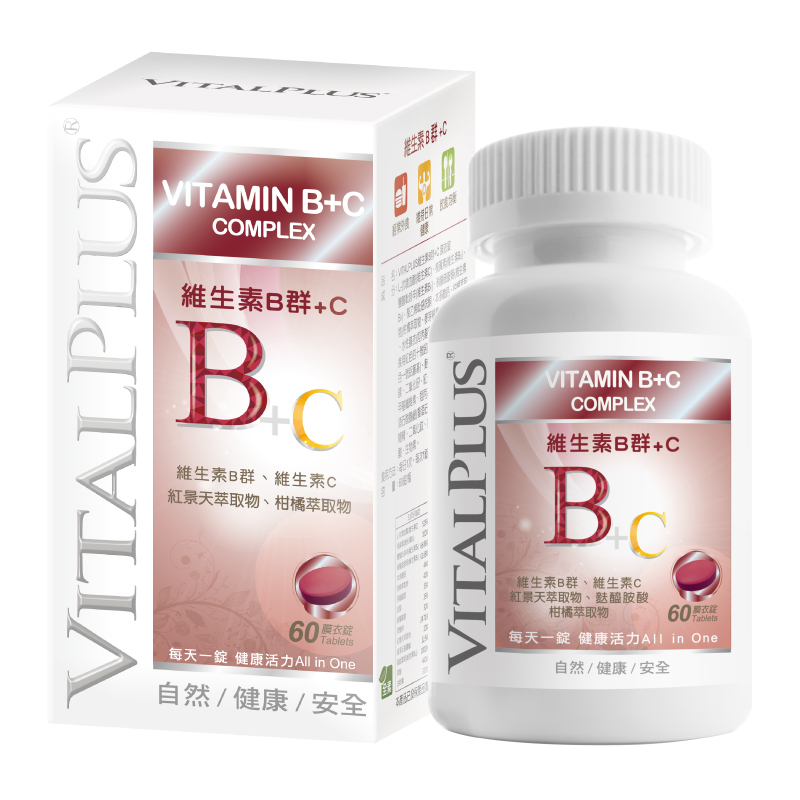 [佑全保健藥妝] VITALPLUS維生素B群+C膜衣錠60錠/瓶, , large