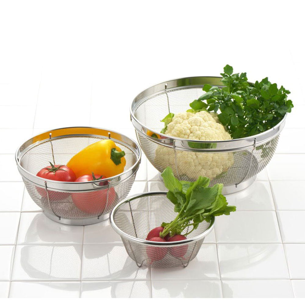 【YOSHIKAWA吉川】日本18-8不鏽鋼MIZ.KEAD料理濾水藍組1組3入(15/19/25cm) SJ3467 日本製, , large