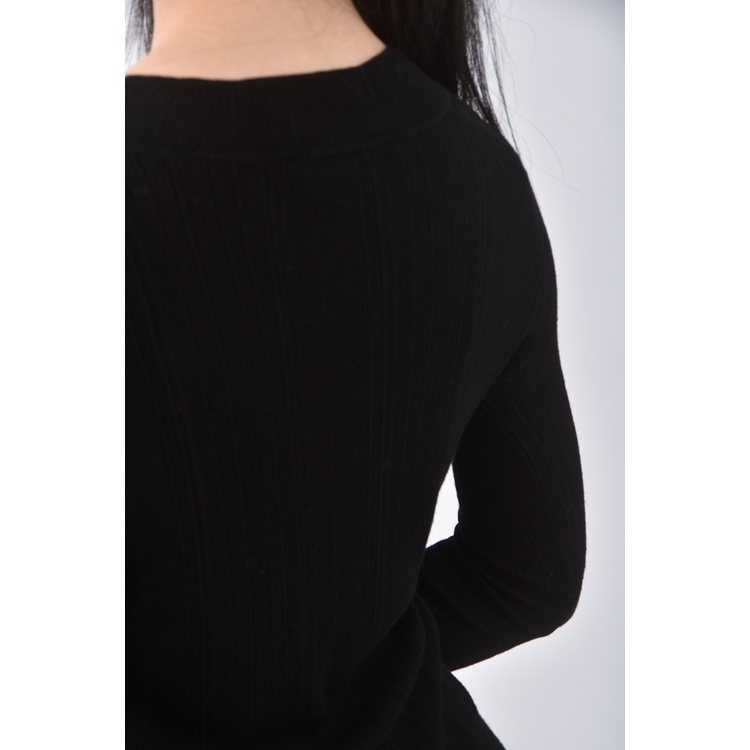 (S) max co質感綁帶黑色長袖上衣二手衣, , large