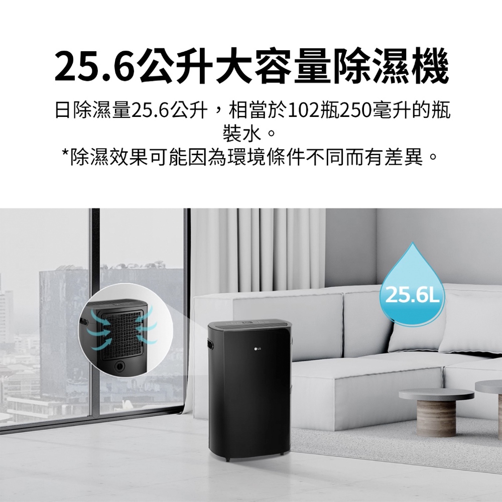 LG 25.6L PuriCare™ Grade 1 Energy Efficiency WiFi Dual Inverter Dehumidifier WD261VKF0, , large