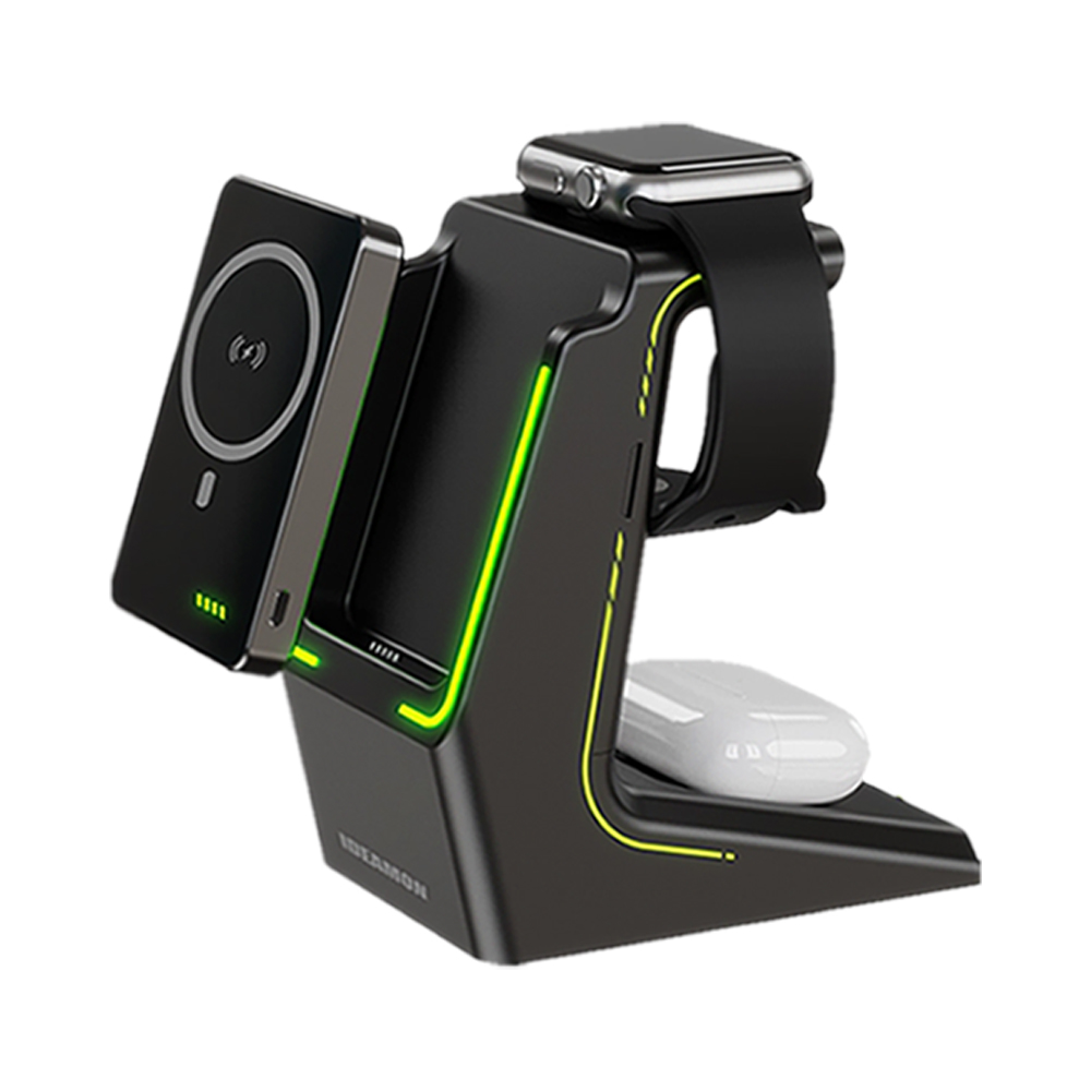 【怪獸選物】IDEAMON 電力黑客3in1 行動充電座 極光黑, 極光黑, large