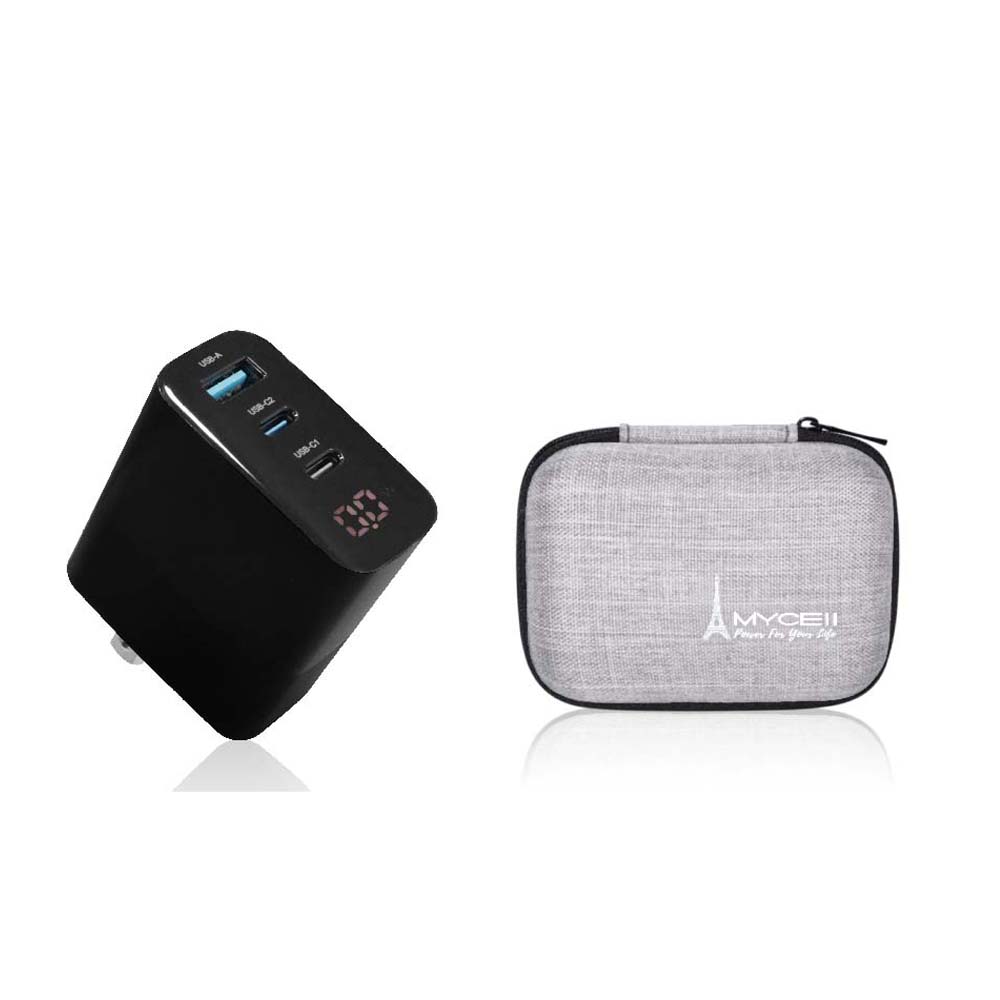 【山水之寶】MYCELL 65W GaN氮化鎵數位顯示智能充電器 (附收納盒), , large