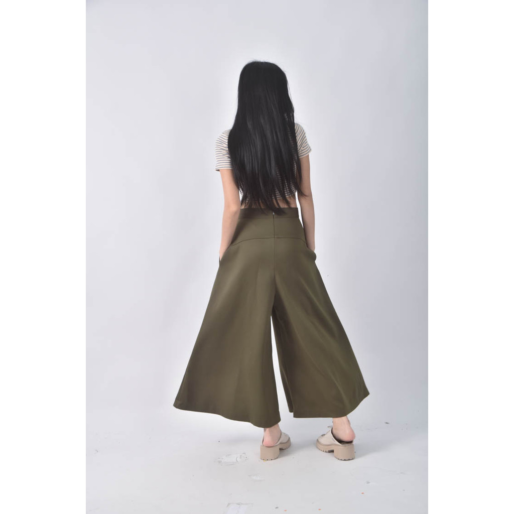 (S) if n高腰寬鬆綠色長褲二手衣, , large