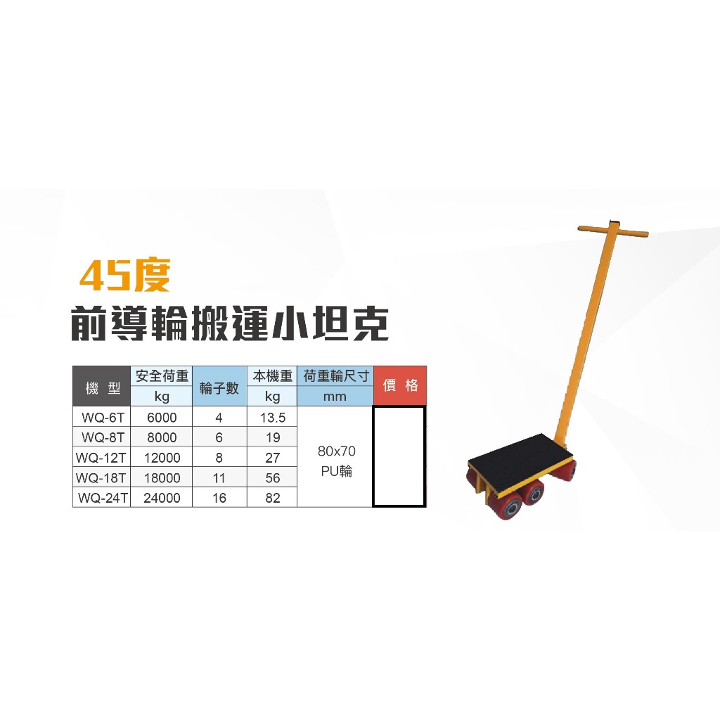 WIN五金 WIN WQ前導輪坦克系列 附手把 45度坦克輪 搬運坦克 搬運小坦克 搬運車 機台搬運 坦克搬運 地牛