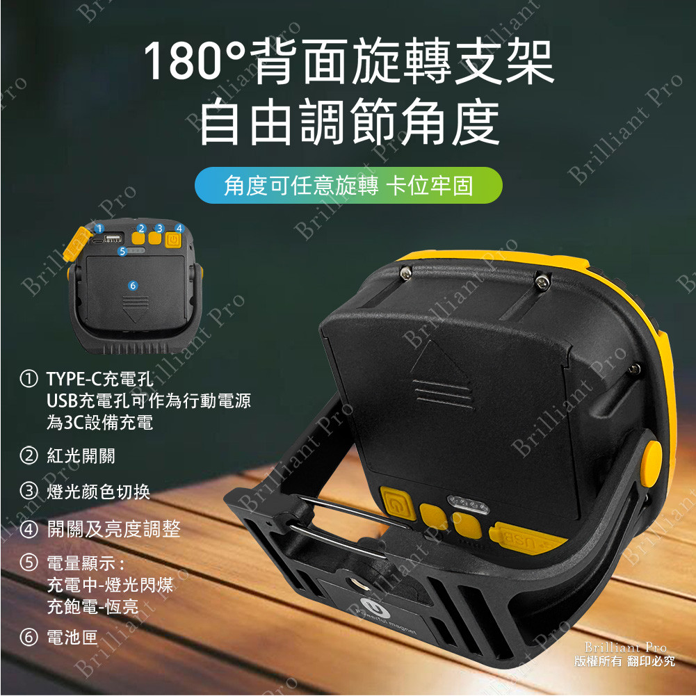 實用牌磁吸方形工作燈 PRA-C001 修車停電必備 三色光源 四段亮度 磁吸腳架, , large