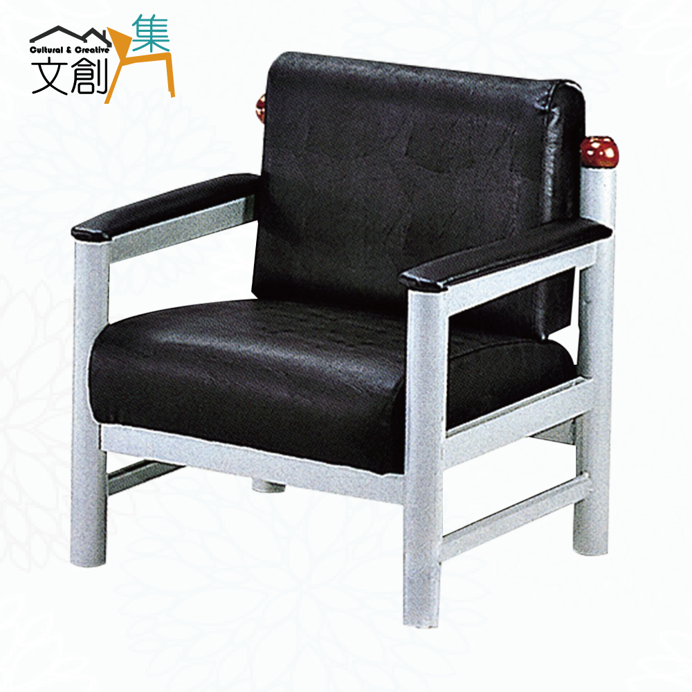 【文創集】蘿法黑透氣皮革單人座沙發椅(客約商品)