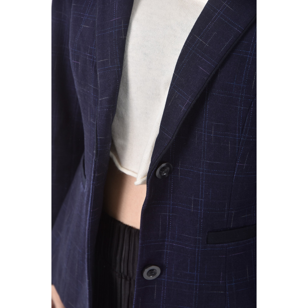 (S) mw西裝套西裝棉質翻領藍色外套二手衣, , large