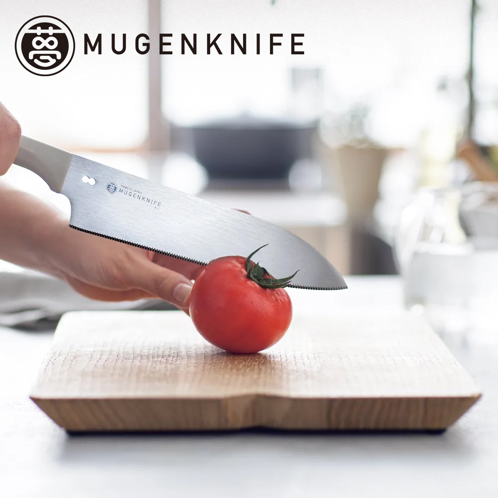 【日本協和工業】日本製 三德刀17cm（鉬釩鋼/鋸齒刃/切菜刀/切肉刀/多用途料理刀/夢MUGEN系列)灰色, , large