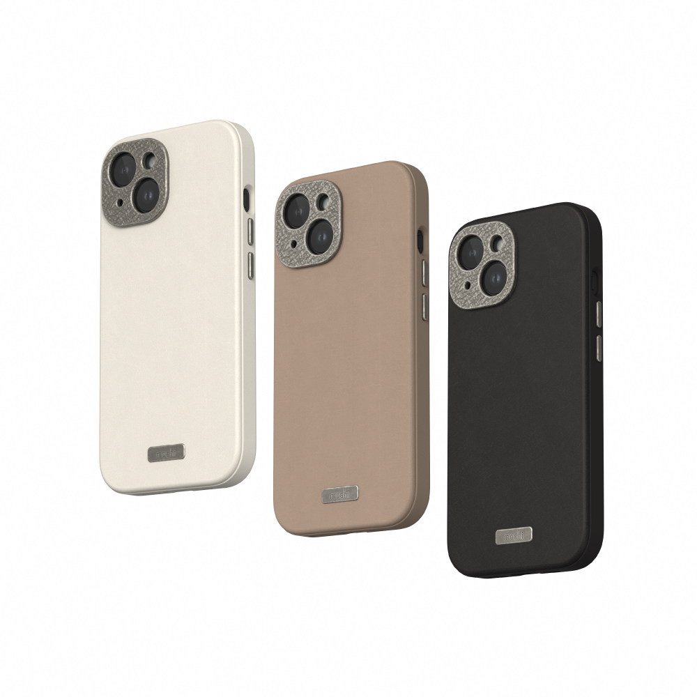 Moshi iPhone 15 Napa 皮革保護殼 支援Magsafe 手機殼-iPhone 15 Pro,奶酒白 (現貨), , large