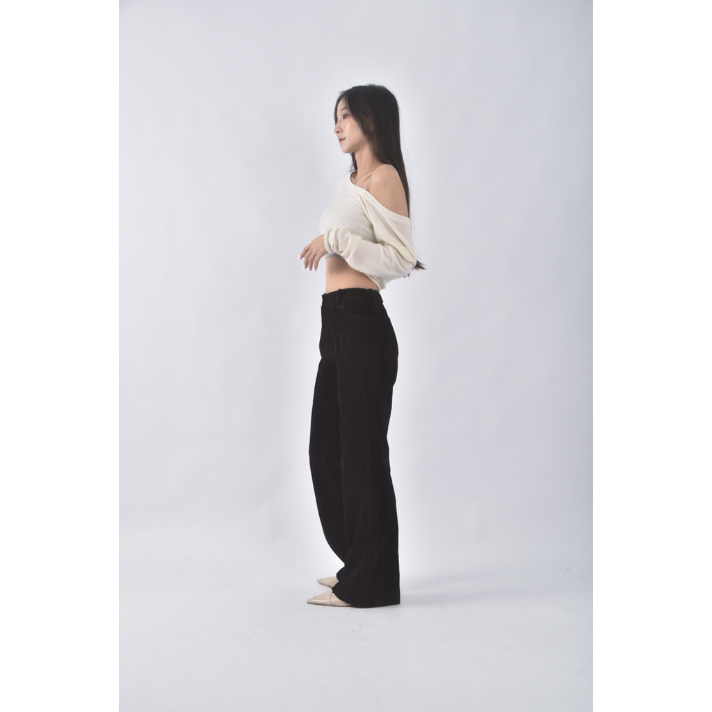 (S) o girl棉質簡約黑色長褲二手衣, , large