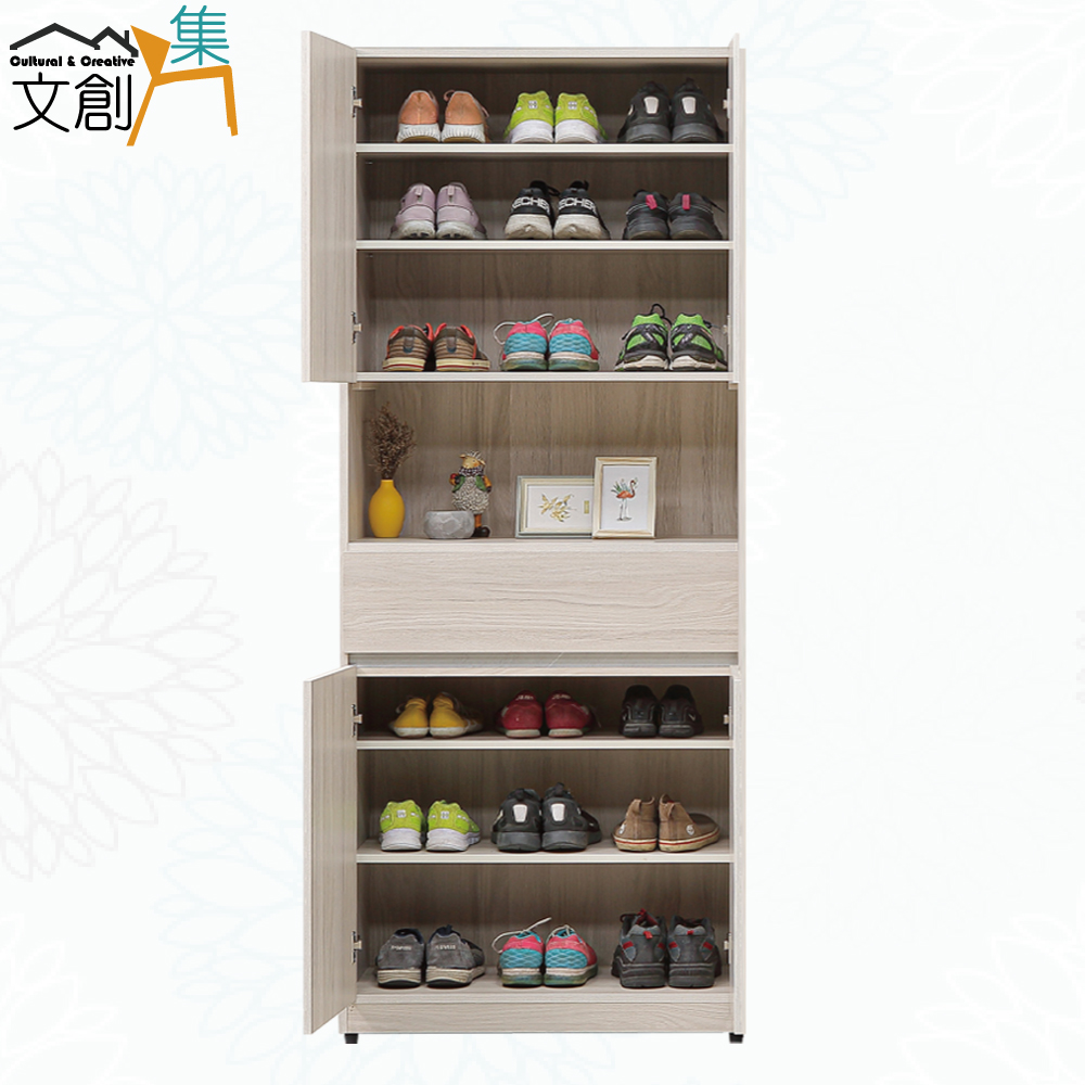 【文創集】艾蘿2.7尺四門單抽高玄關鞋櫃(客約商品), , large