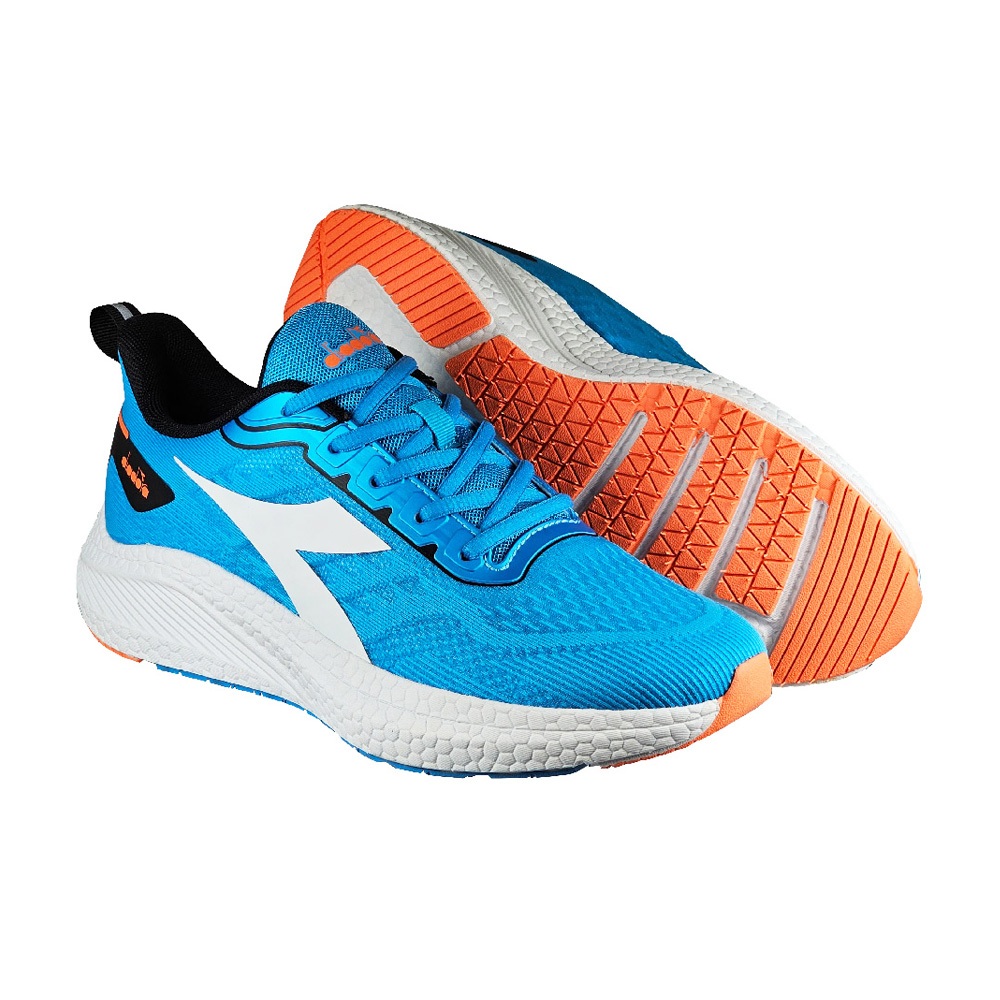 DIADORA迪亞多那 颶風者避震慢跑鞋 男運動鞋 男鞋 時尚 撞色 一體成型 透氣 吸震 減壓 輕量 抗菌鞋墊 灰 藍, , large