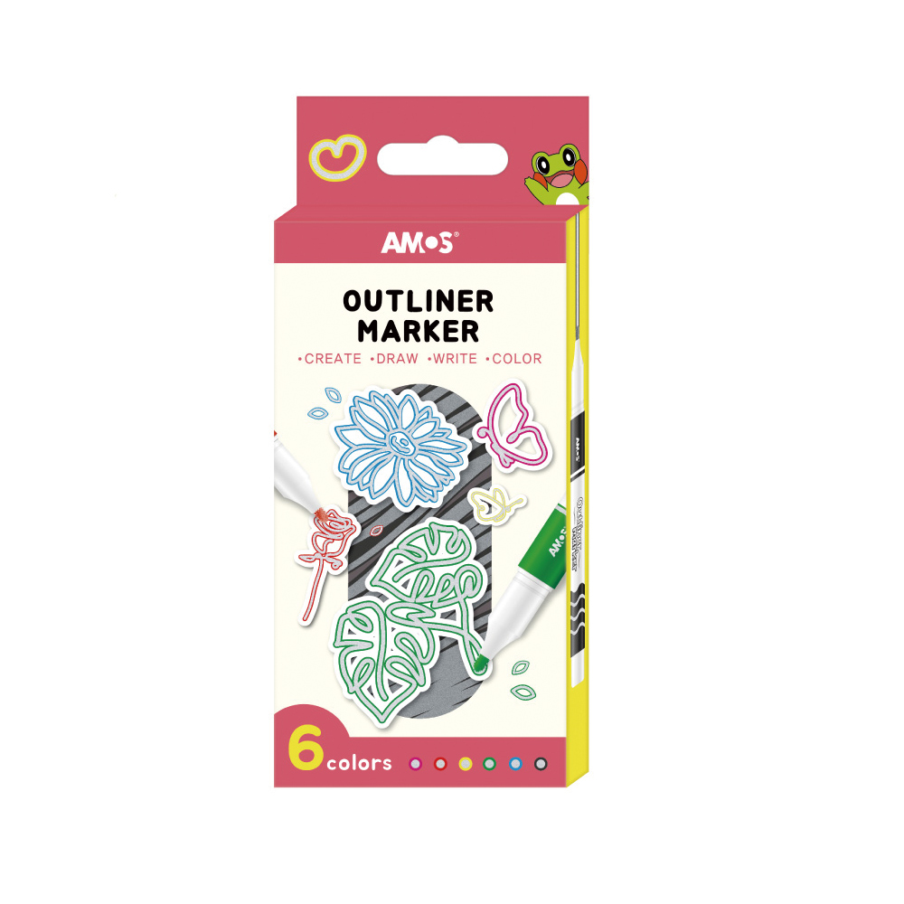 【韓國AMOS】6色驚奇輪廓彩色筆