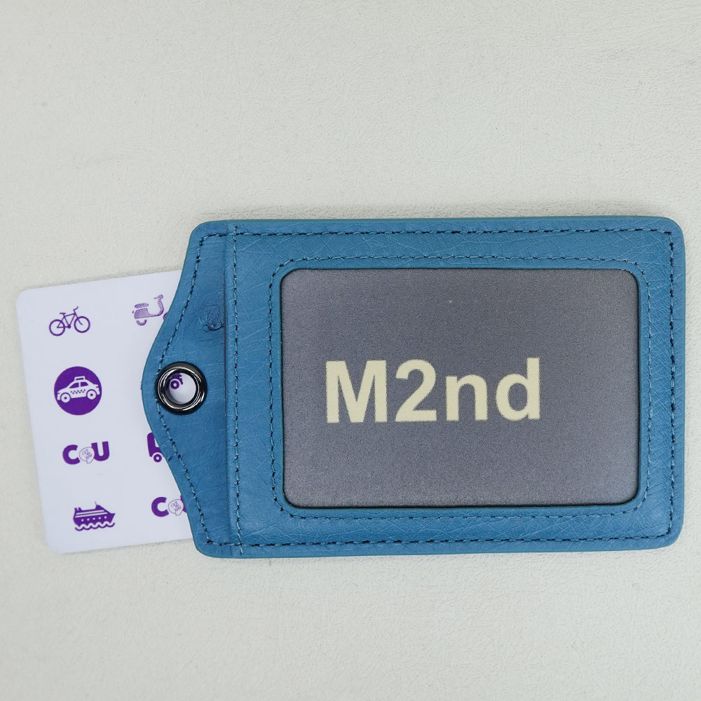 【M2nd】柯蜜頓鴕鳥皮通勤組輕薄長夾/證件套(土耳其藍-T65AT07A), , large