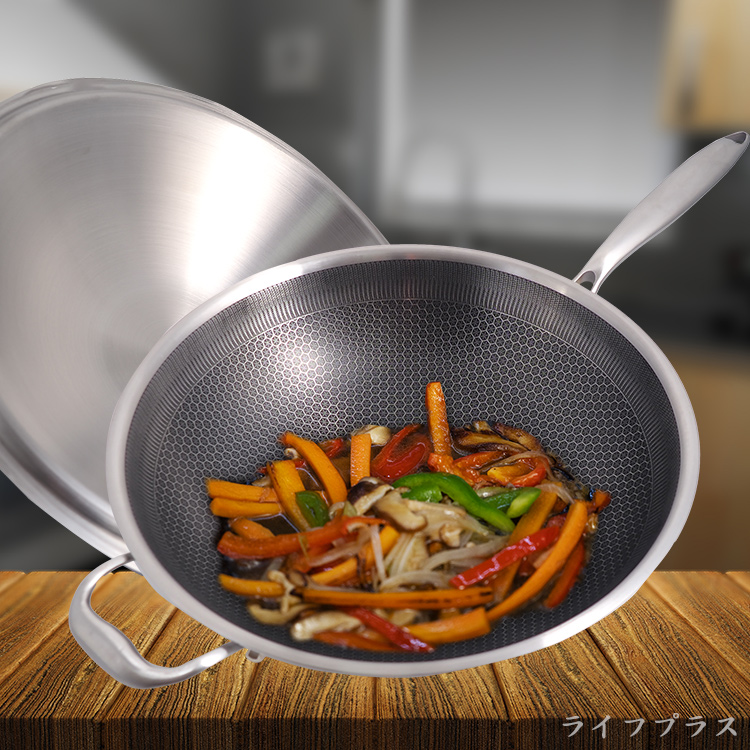 CLARE典鑽316不鏽鋼陶晶不沾炒鍋-36cm-單柄-附蓋-1支, , large