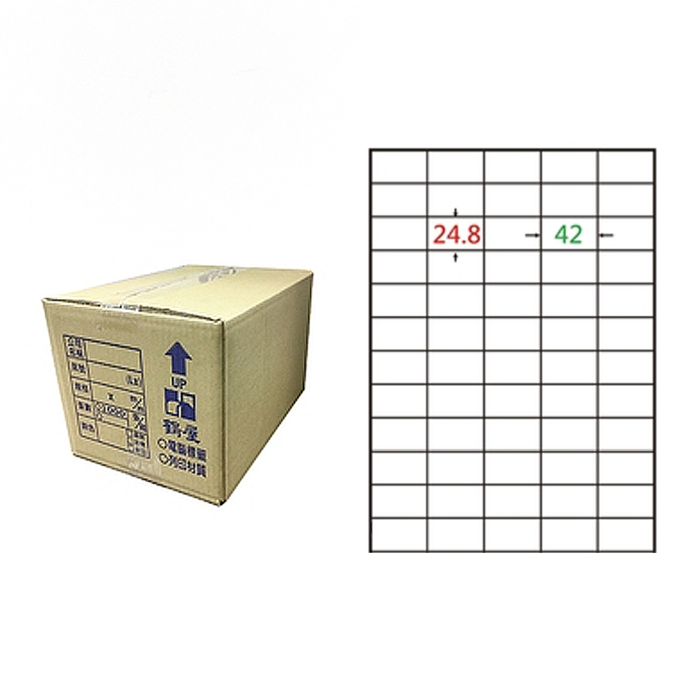 【鶴屋】A4電腦標籤 24.8x42mm 直角 60格 1000張入 / 箱(C2542 LX), , large