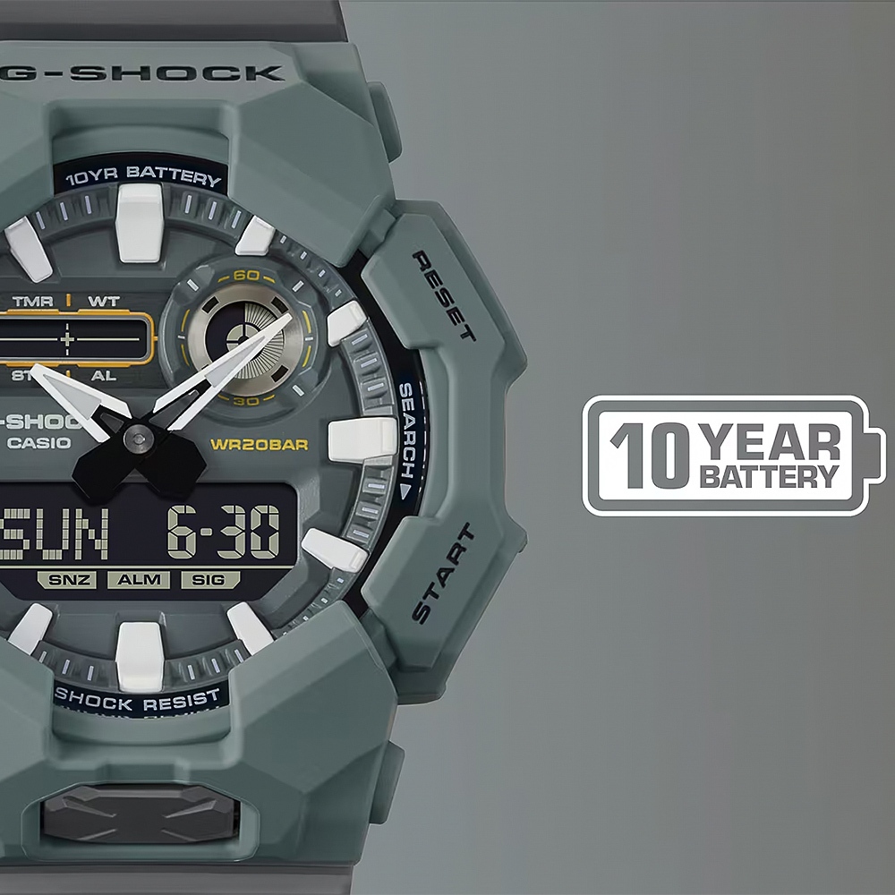 CASIO 卡西歐 G-SHOCK 天然染料 10年電力雙顯手錶 學生錶 GA-010CE-2A, , large