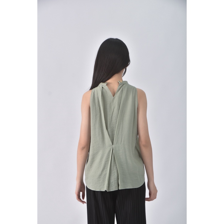 (M) 質感無袖綠色上衣二手衣, , large