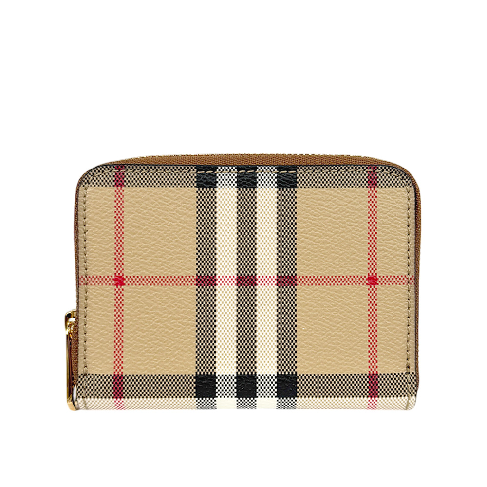 BURBERRY 格紋帆布ㄇ形拉鍊零錢包/典藏米色, , large