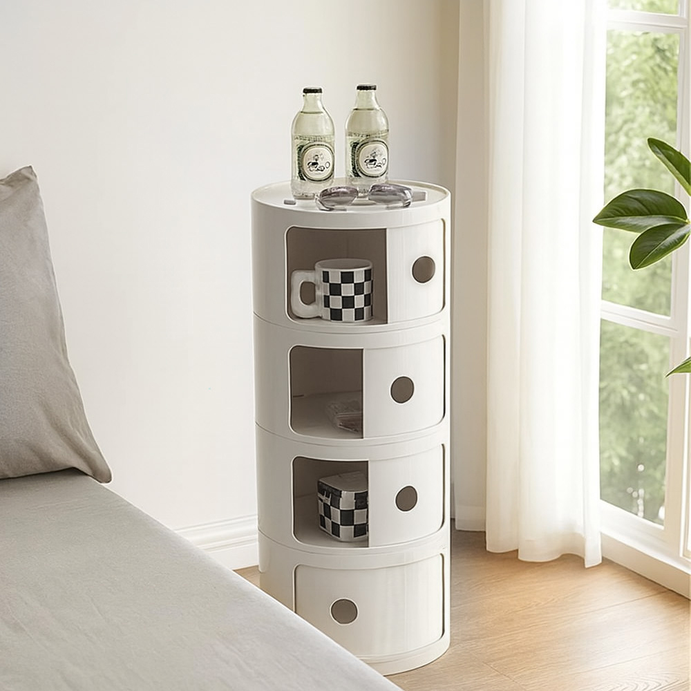 【AOTTO】免組裝北歐風圓形拉門四層收納櫃(AC-224), , large