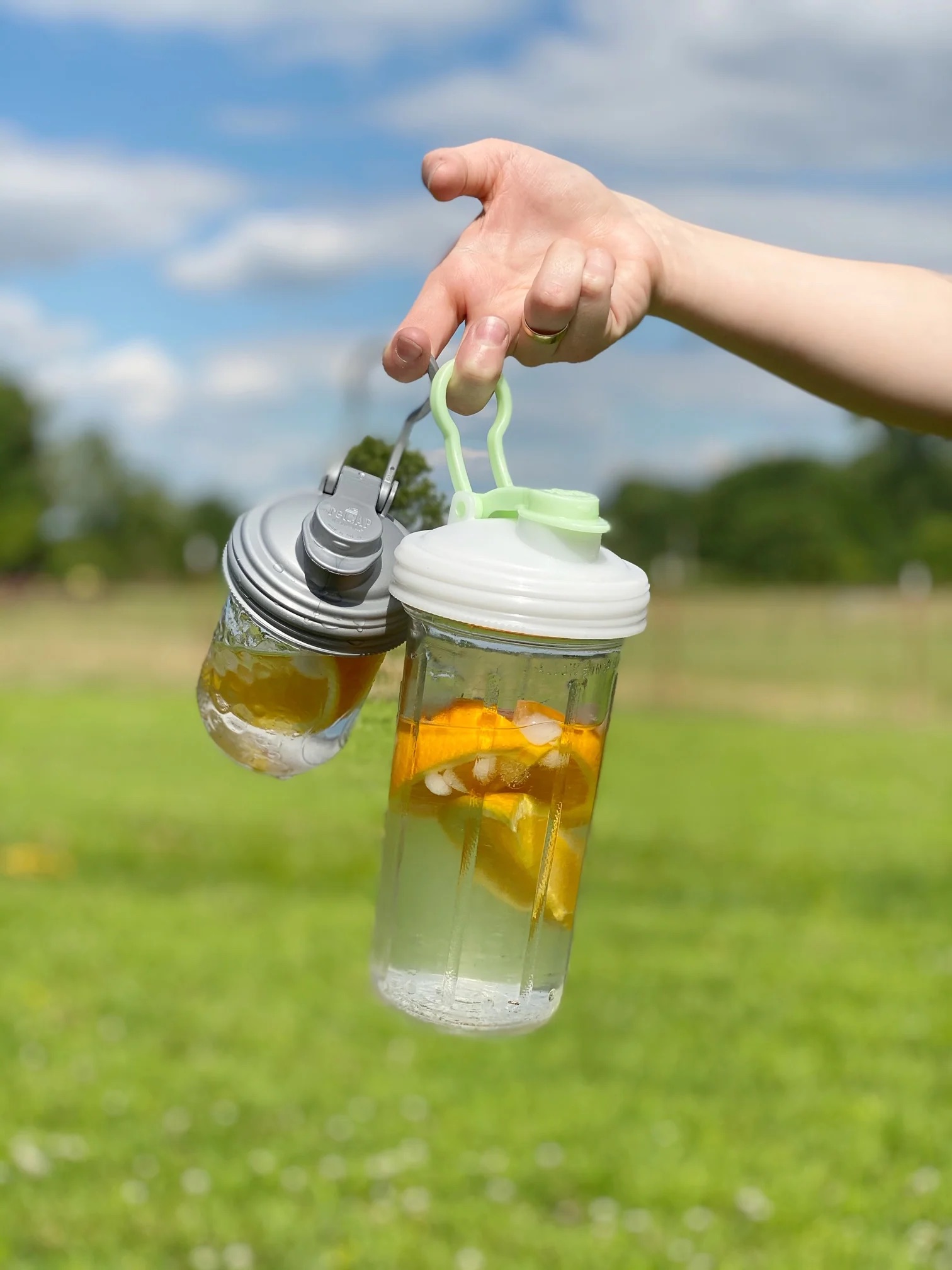 Ball® 32oz/950ml 寬口梅森罐飲料隨行杯-螢光白 reCAP Mason Jars Lid POUR cap 全新升級防漏/飲料隨行杯/提把蓋/飲料蓋/冷水壺, , large