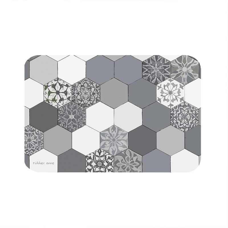 【Monster】 rubber anne 10-Second Ultra-Absorb Soft Diatomaceous Earth Mat &ndash; Hexagon Tile Series (60x40cm) &ndash; Rock Gray Tile, , large