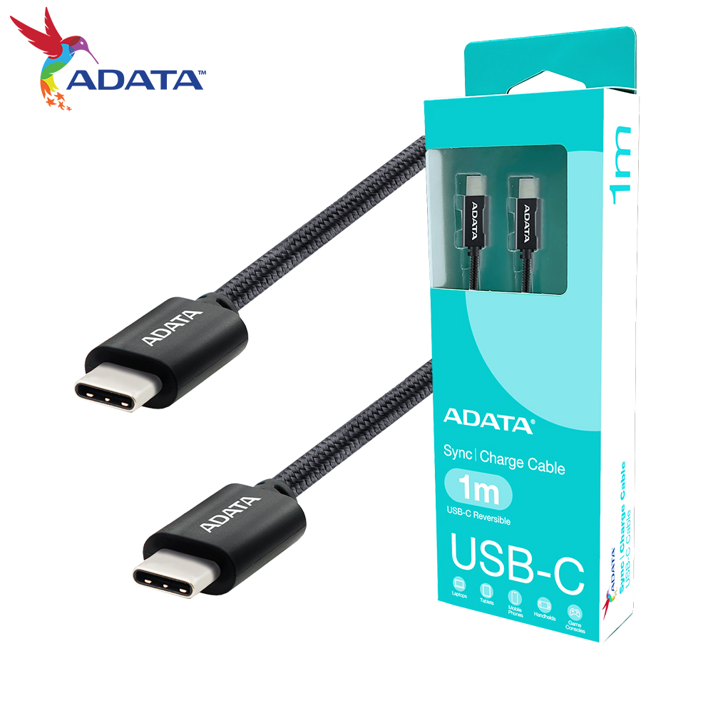 【ADATA 威剛】USB-C to USB-C 黑色 充電傳輸線 編織線 長度 100cm, , large