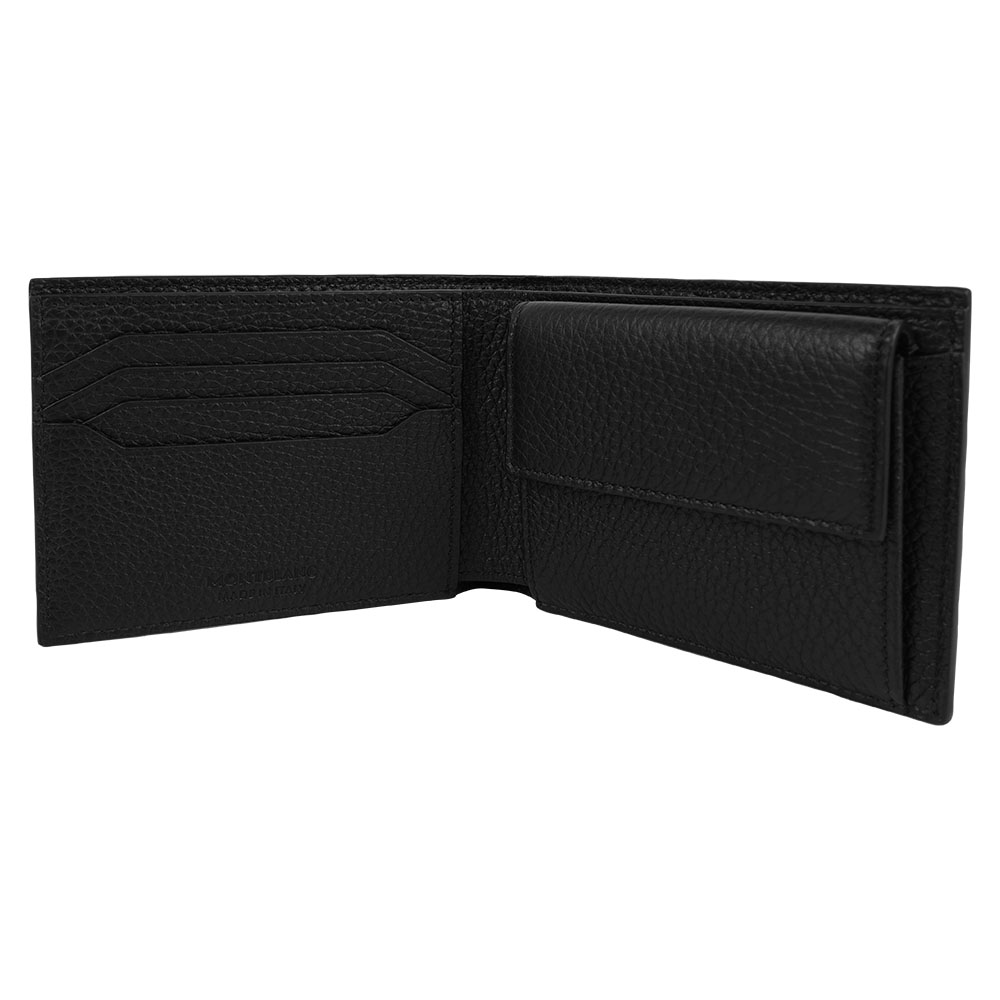 MONT BLANC 粒面牛皮對開零錢袋短夾(黑色), , large